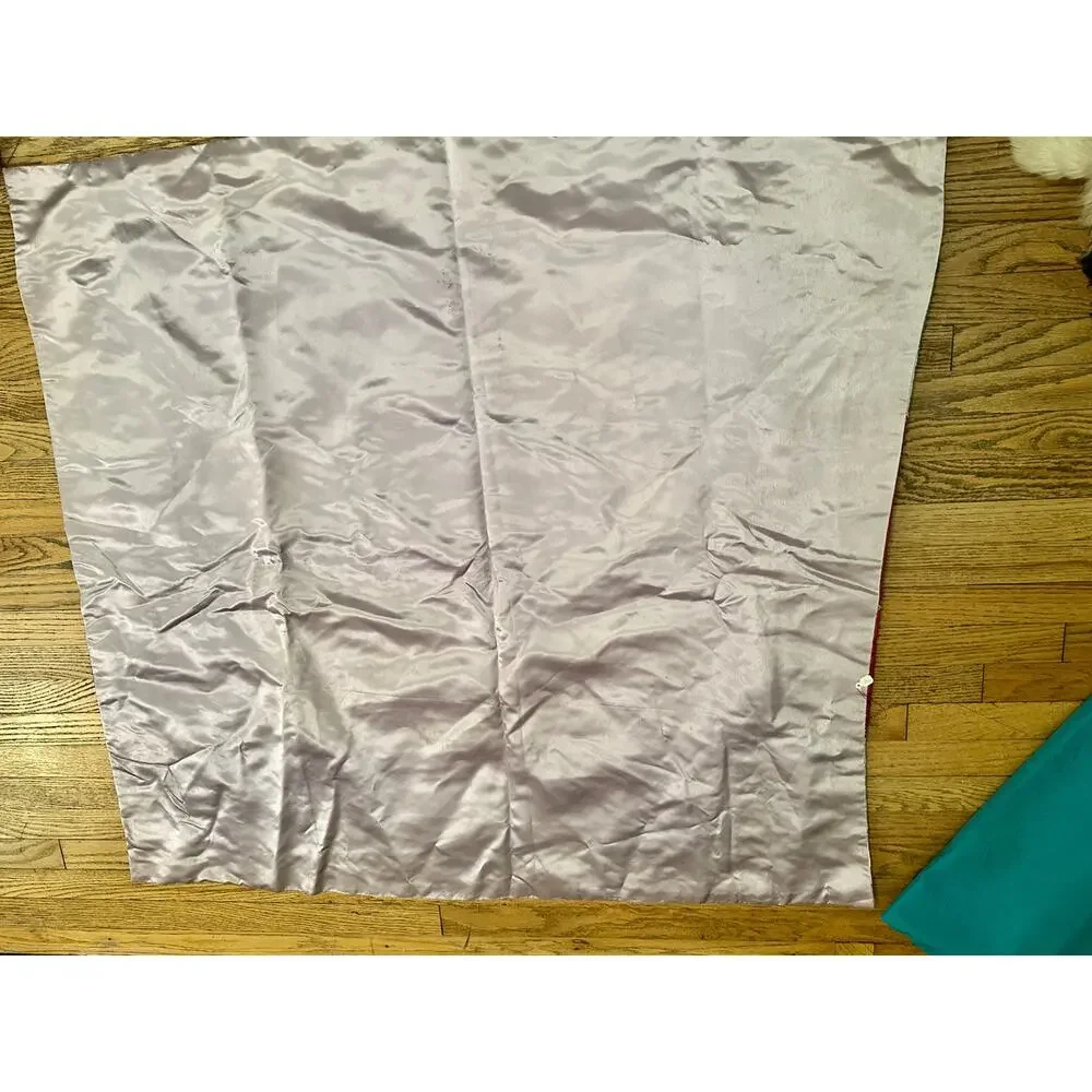 VINTAGE MIDCENTURY MODERN HANDMADE SATIN CRAZY QUILT THROW